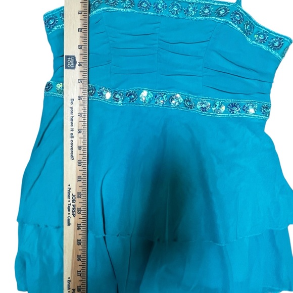Blue Y2K Sequin Chiffon Cami Babydoll Top Medium - Picture 5 of 6